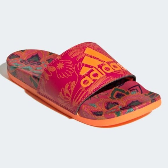 💕ADIDAS x FARM RIO💕 Adilette Comfort Slides 8 New in Box - Picture 4 of 16